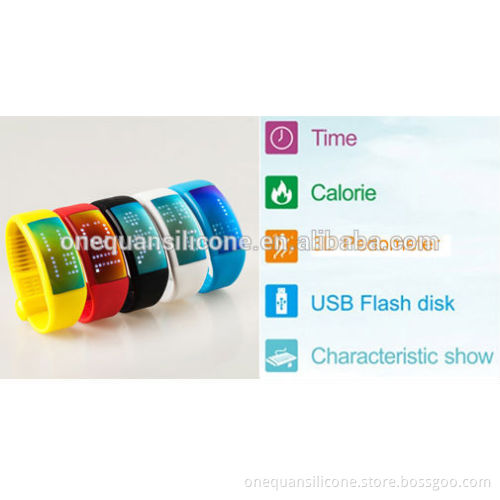 silicone bracelet with pedometer with usb flash drive